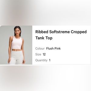 Lululemon Ribbed Softstreme Cropped Tank Top